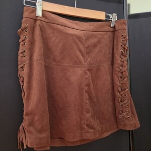American Rag Brown Lace-Up Mini Skirt Size 15